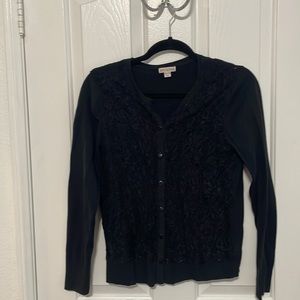 Merona sweater with lace on front black xl